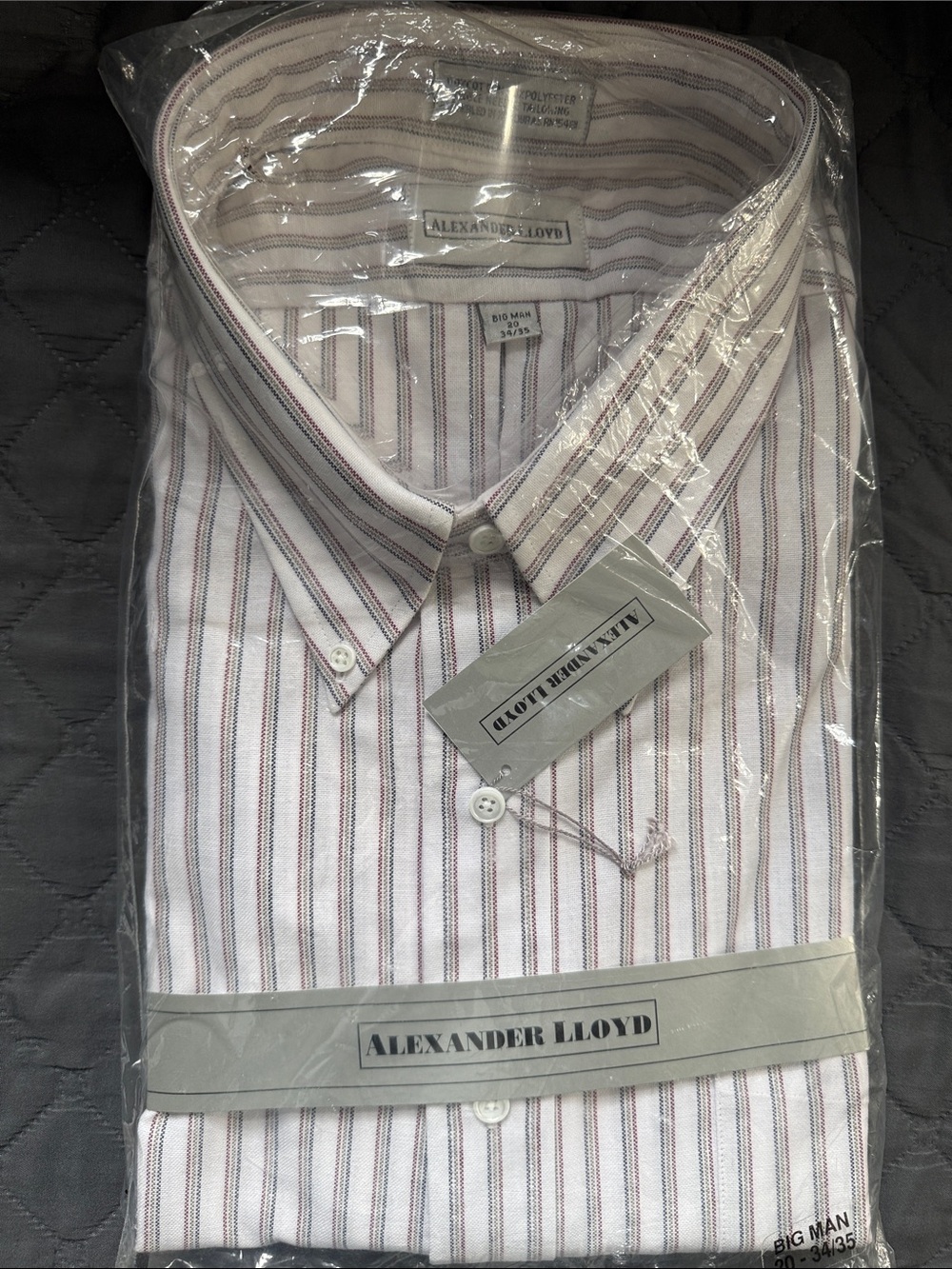 Alexander LLoyd Men’s Button-Down Stripe Shirt - White with Burgundy Stripes